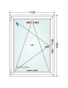 Okno PCV 110 x 150 cm Rozwierno-Uchylne Trzyszybowe Gealan Linear 2
