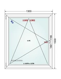 Okno PCV 130 x 150 cm Rozwierno-Uchylne Trzyszybowe Gealan Linear 2