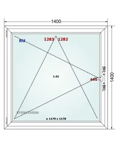 Okno PCV 140 x 140 cm Rozwierno-Uchylne Trzyszybowe Gealan Linear 2