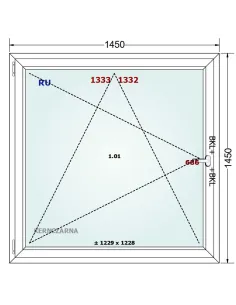 Okno PCV 145 x 145 cm Rozwierno-Uchylne Trzyszybowe Gealan Linear 2