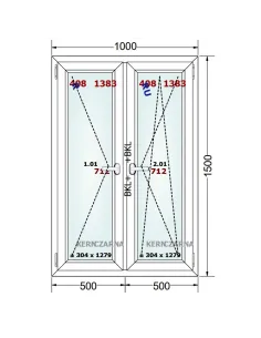 Okno PCV 100 x 150 cm Rozwierne-Rozwierno-Uchylne Trzyszybowe Gealan Linear 2