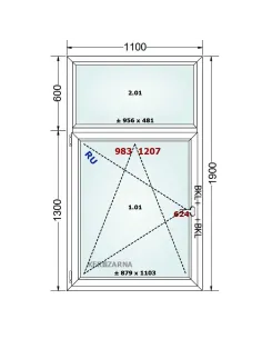 Okno PCV 110 x 190 cm FIX-Rozwierno-Uchylne Trzyszybowe Gealan Linear 2