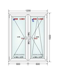 Okno PCV 120 x 150 cm Rozwierne-Rozwierno-Uchylne Trzyszybowe Gealan Linear 2
