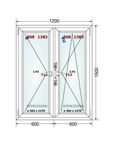 Okno PCV 120 x 150 cm Rozwierne-Rozwierno-Uchylne Trzyszybowe Gealan Linear
