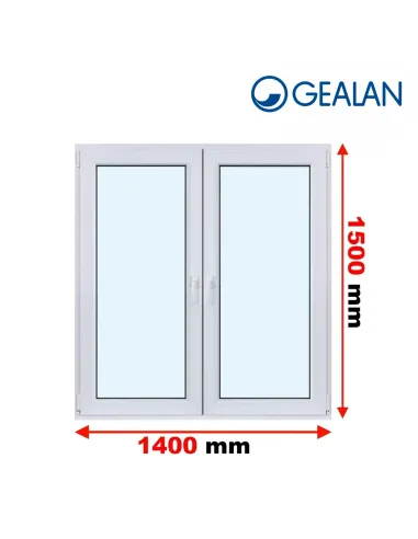 Okno PCV 140 x 150 cm Rozwierne-Rozwierno-Uchylne Trzyszybowe Gealan Linear