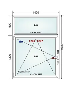 Okno PCV 140 x 190 cm FIX-Rozwierno-Uchylne Trzyszybowe Gealan Linear 2