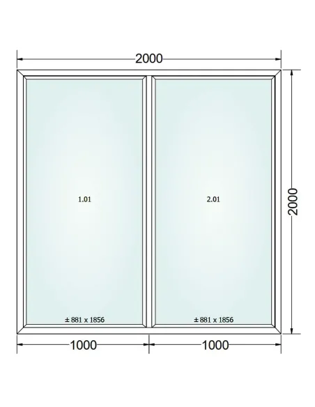 Okno PCV 200 x 200 cm FIX-FIX (Stałe) Trzyszybowe Gealan Linear