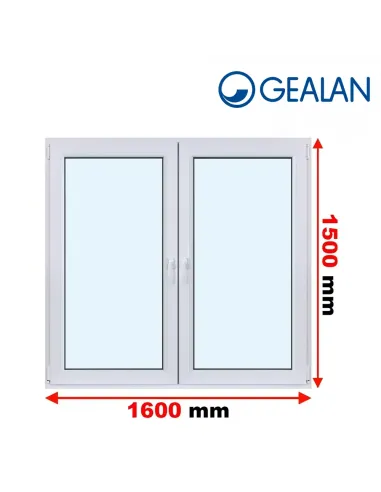 Okno PCV 160 x 150 cm Rozwierne-Rozwierno-Uchylne Trzyszybowe Gealan Linear