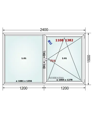 Okno PCV 240 x 150 cm FIX-Rozwierno-Uchylne Trzyszybowe Gealan Linear