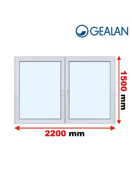 Okno PCV 220 x 150 cm Rozwierne-Rozwierno-Uchylne Trzyszybowe Gealan Linear