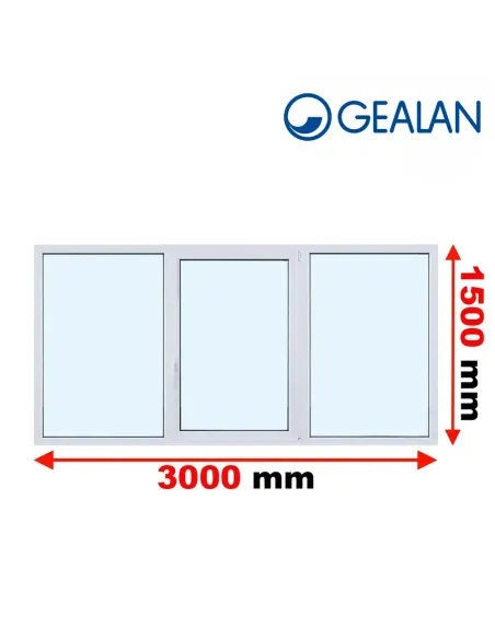 Okno PCV 300 x 150 cm FIX-Rozwierno-Uchylne-FIX Trzyszybowe Gealan Linear