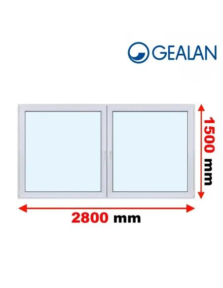 Okno PCV 280 x 150 cm Rozwierne-Rozwierno-Uchylne Trzyszybowe Gealan Linear