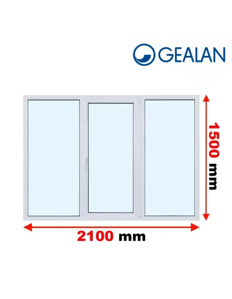 Okno PCV 210 x 150 cm Rozwierne-Rozwierno-Uchylne-Rozwierne Trzyszybowe Gealan Linear