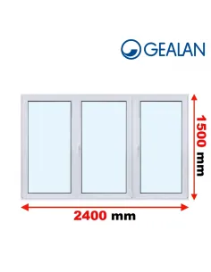 Okno PCV 240 x 150 cm Rozwierne-Rozwierno-Uchylne-Rozwierne Trzyszybowe Gealan Linear