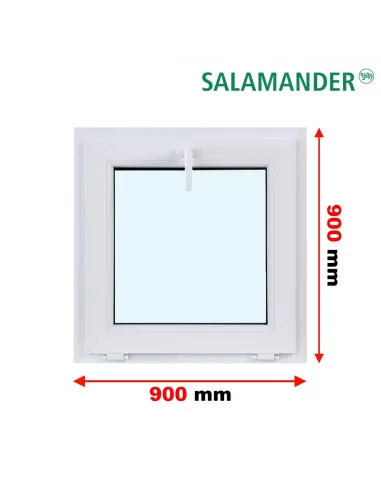 Okno PCV 90 x 90 cm Uchylne Dwuszybowe Salamander GreenEvolution 76