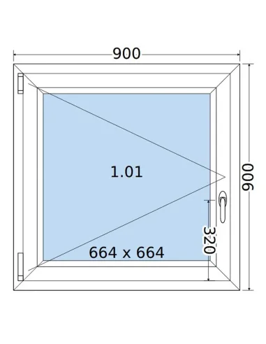 Okno PCV 90 x 90 cm Rozwierne Dwuszybowe Salamander GreenEvolution 76