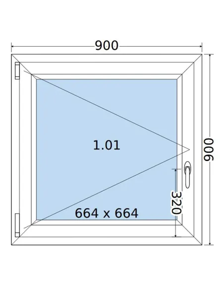 Okno PCV 90 x 90 cm Rozwierne Dwuszybowe Salamander GreenEvolution 76