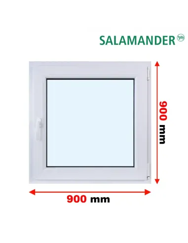 Okno PCV 90 x 90 cm Rozwierne Dwuszybowe Salamander GreenEvolution 76