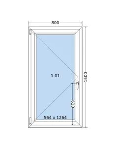 Okno PCV 80 x 150 cm Rozwierne Dwuszybowe Salamander GreenEvolution 76 2