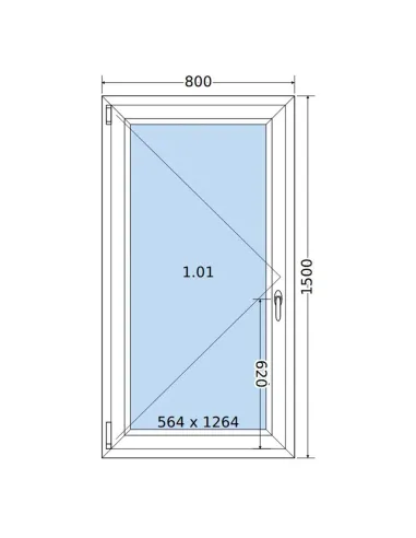 Okno PCV 80 x 150 cm Rozwierne Dwuszybowe Salamander GreenEvolution 76