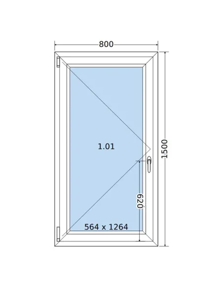 Okno PCV 80 x 150 cm Rozwierne Dwuszybowe Salamander GreenEvolution 76