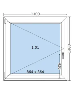 Okno PCV 110 x 110 cm Rozwierne Dwuszybowe Salamander GreenEvolution 76 2