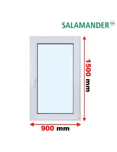 Okno PCV 90 x 150 cm Rozwierne Dwuszybowe Salamander GreenEvolution 76