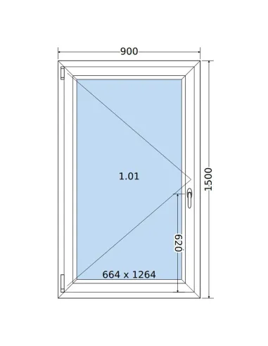 Okno PCV 90 x 150 cm Rozwierne Dwuszybowe Salamander GreenEvolution 76