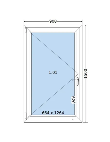 Okno PCV 90 x 150 cm Rozwierne Dwuszybowe Salamander GreenEvolution 76