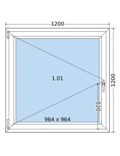 Okno PCV 120 x 120 cm Rozwierne Dwuszybowe Salamander GreenEvolution 76 2