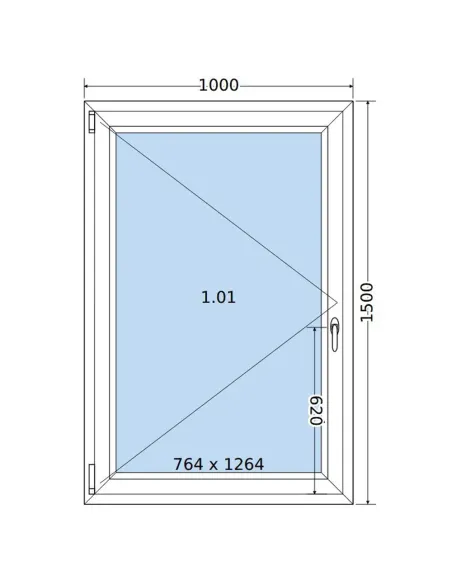 Okno PCV 100 x 150 cm Rozwierne Dwuszybowe Salamander GreenEvolution 76