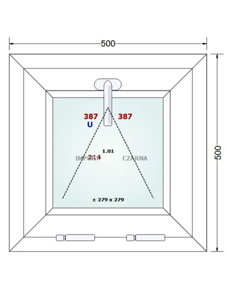Okno PCV 50 x 50 cm Uchylne Trzyszybowe Gealan S9000