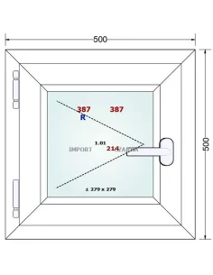 Okno PCV 50 x 50 cm Rozwierne Trzyszybowe Gealan S9000 2