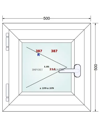 Okno PCV 50 x 50 cm Rozwierne Trzyszybowe Gealan S9000
