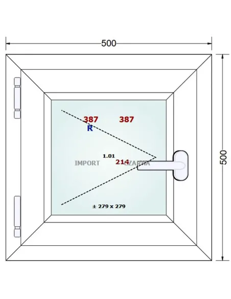 Okno PCV 50 x 50 cm Rozwierne Trzyszybowe Gealan S9000