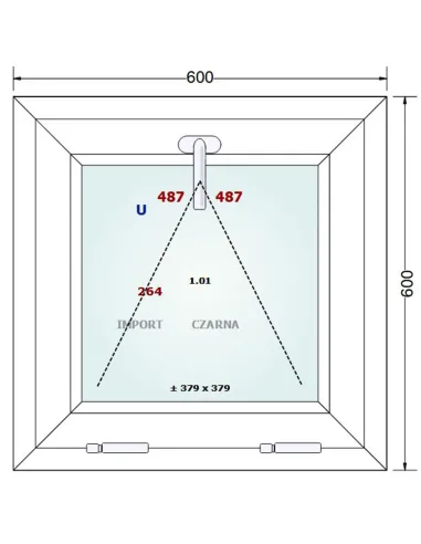 Okno PCV 60 x 60 cm Uchylne Trzyszybowe Gealan S9000