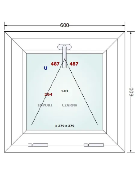 Okno PCV 60 x 60 cm Uchylne Trzyszybowe Gealan S9000
