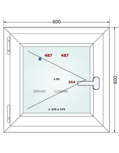 Okno PCV 60 x 60 cm Rozwierne Trzyszybowe Gealan S9000 2