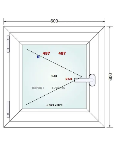 Okno PCV 60 x 60 cm Rozwierne Trzyszybowe Gealan S9000