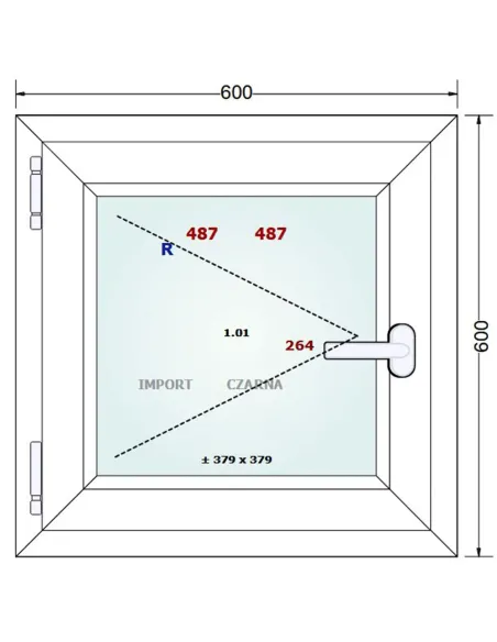 Okno PCV 60 x 60 cm Rozwierne Trzyszybowe Gealan S9000