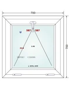 Okno PCV 70 x 70 cm Uchylne Trzyszybowe Gealan S9000 2