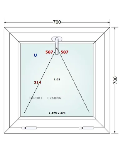 Okno PCV 70 x 70 cm Uchylne Trzyszybowe Gealan S9000