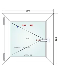 Okno PCV 70 x 70 cm Rozwierne Trzyszybowe Gealan S9000 2