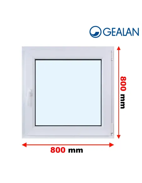 Okno PCV 80 x 80 cm Rozwierne Trzyszybowe Gealan S9000