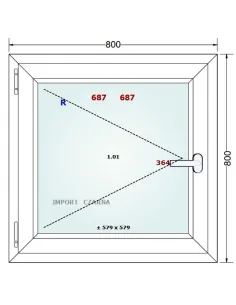 Okno PCV 80 x 80 cm Rozwierne Trzyszybowe Gealan S9000 2
