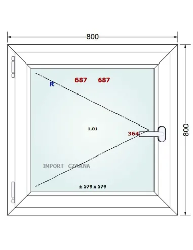 Okno PCV 80 x 80 cm Rozwierne Trzyszybowe Gealan S9000