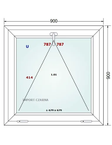 Okno PCV 90 x 90 cm Uchylne Trzyszybowe Gealan S9000