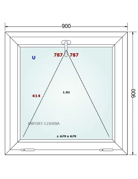 Okno PCV 90 x 90 cm Uchylne Trzyszybowe Gealan S9000