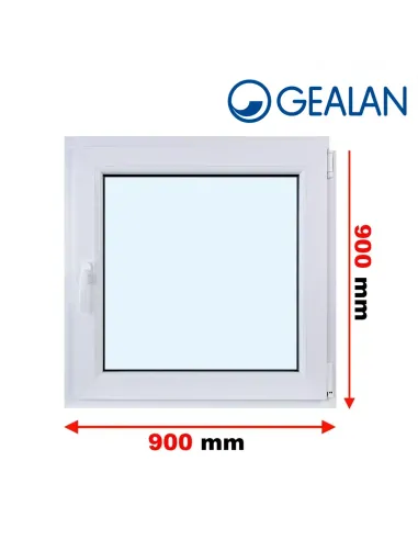 Okno PCV 90 x 90 cm Rozwierne Trzyszybowe Gealan S9000
