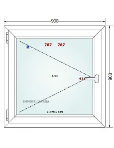 Okno PCV 90 x 90 cm Rozwierne Trzyszybowe Gealan S9000 2